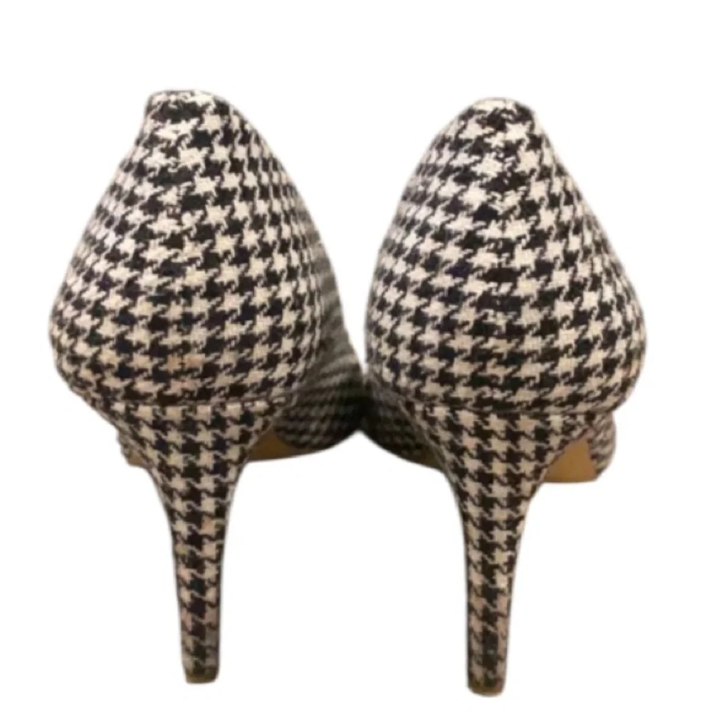 Authentic J. Crew designer gingham fabric heels pumps 8.5